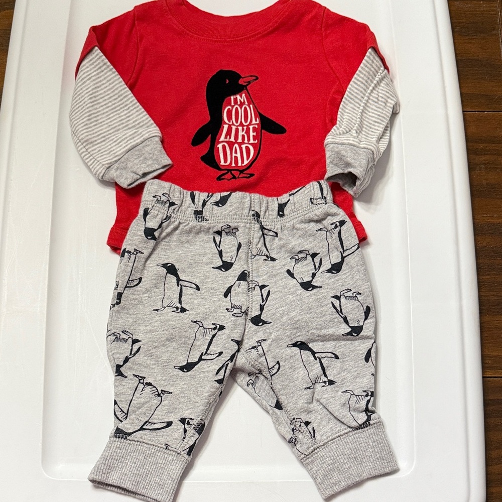 Carter's Red Baby Top with Penguin Design